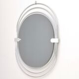 Postmodern Smoked Wall Mirror with a Triple Chrome-Plated Metal Frame, Italy
