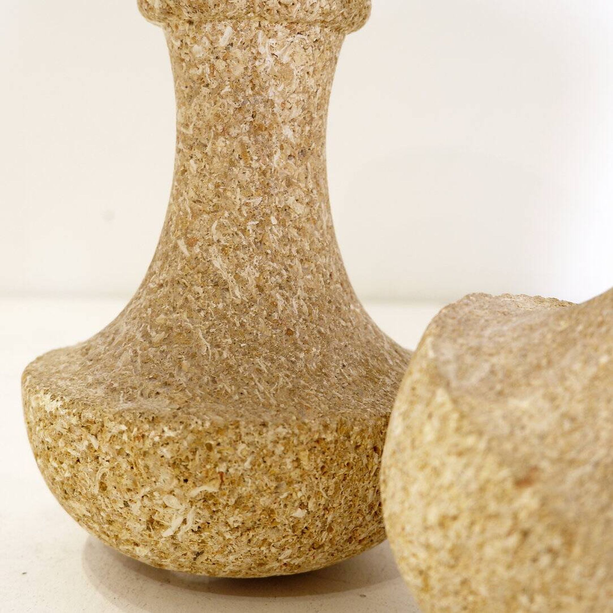 Pair of French stone lamps, 1970s - New linen lampshade