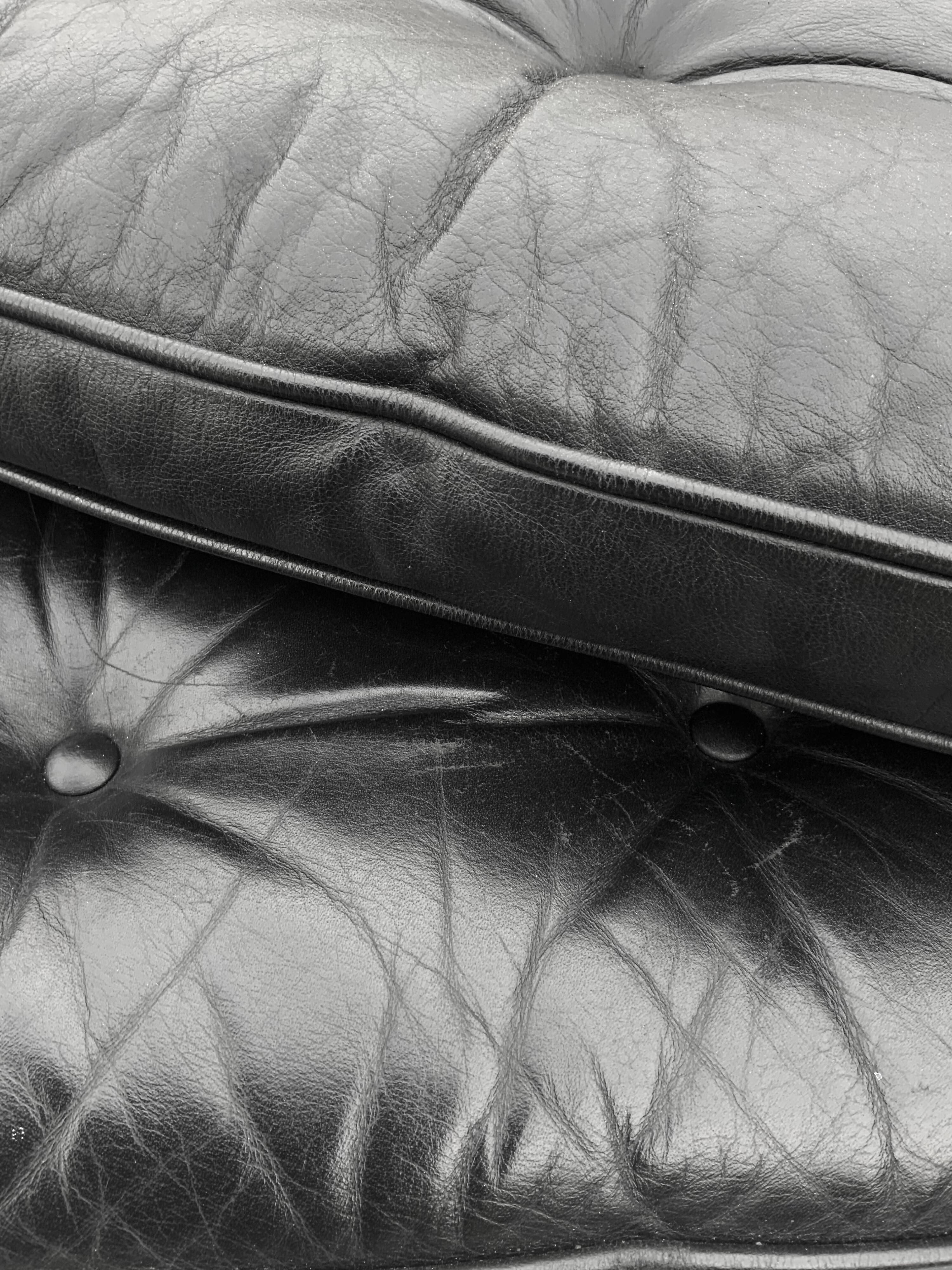 Vintage black leather lounge chair by gote mobler 1970s