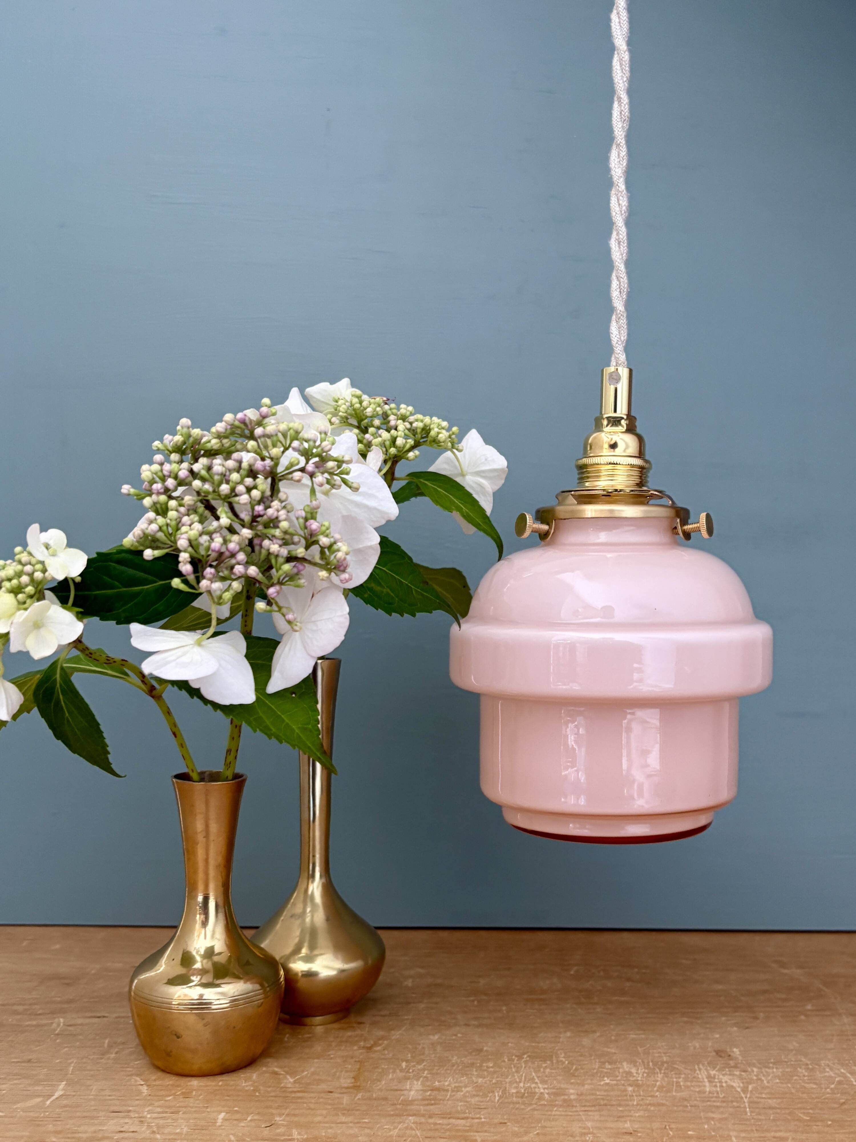 Vintage pink opaline globe pendant light
