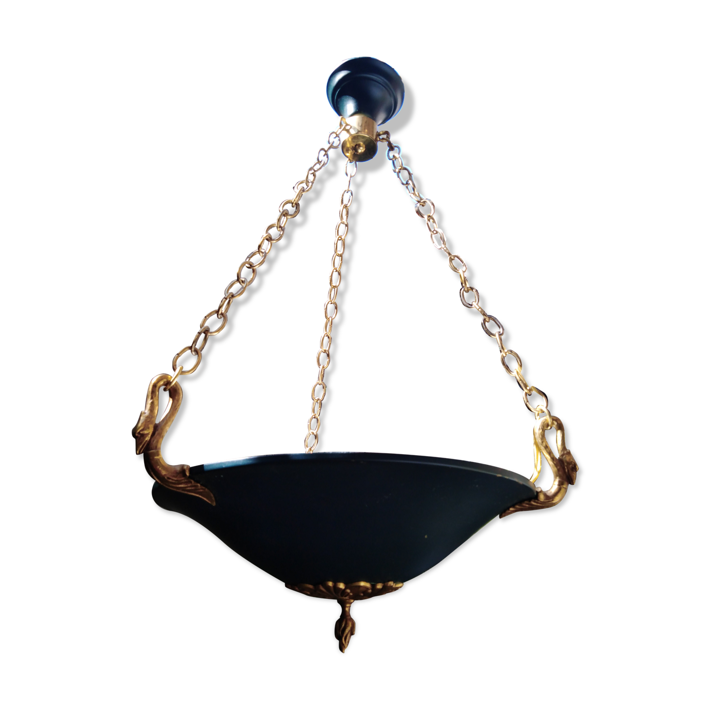 Metal and bronze swan collar empire style chandlier