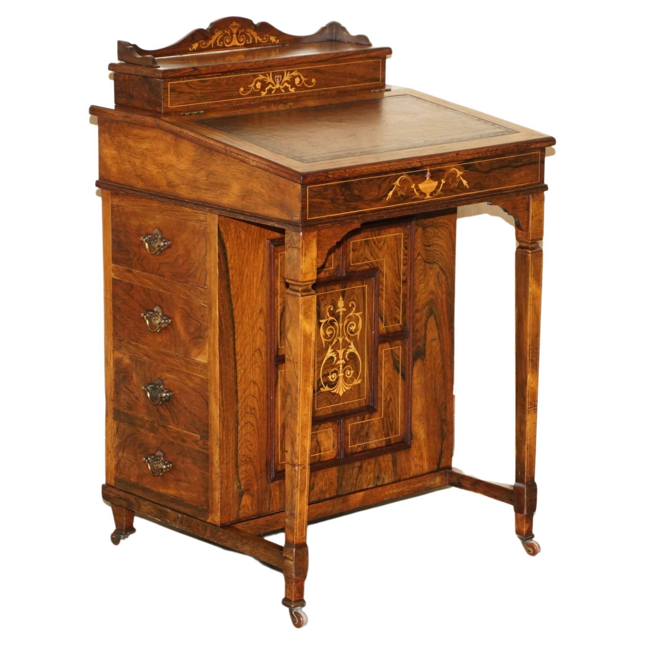 Victorian Davenport desk in hardwood and leather