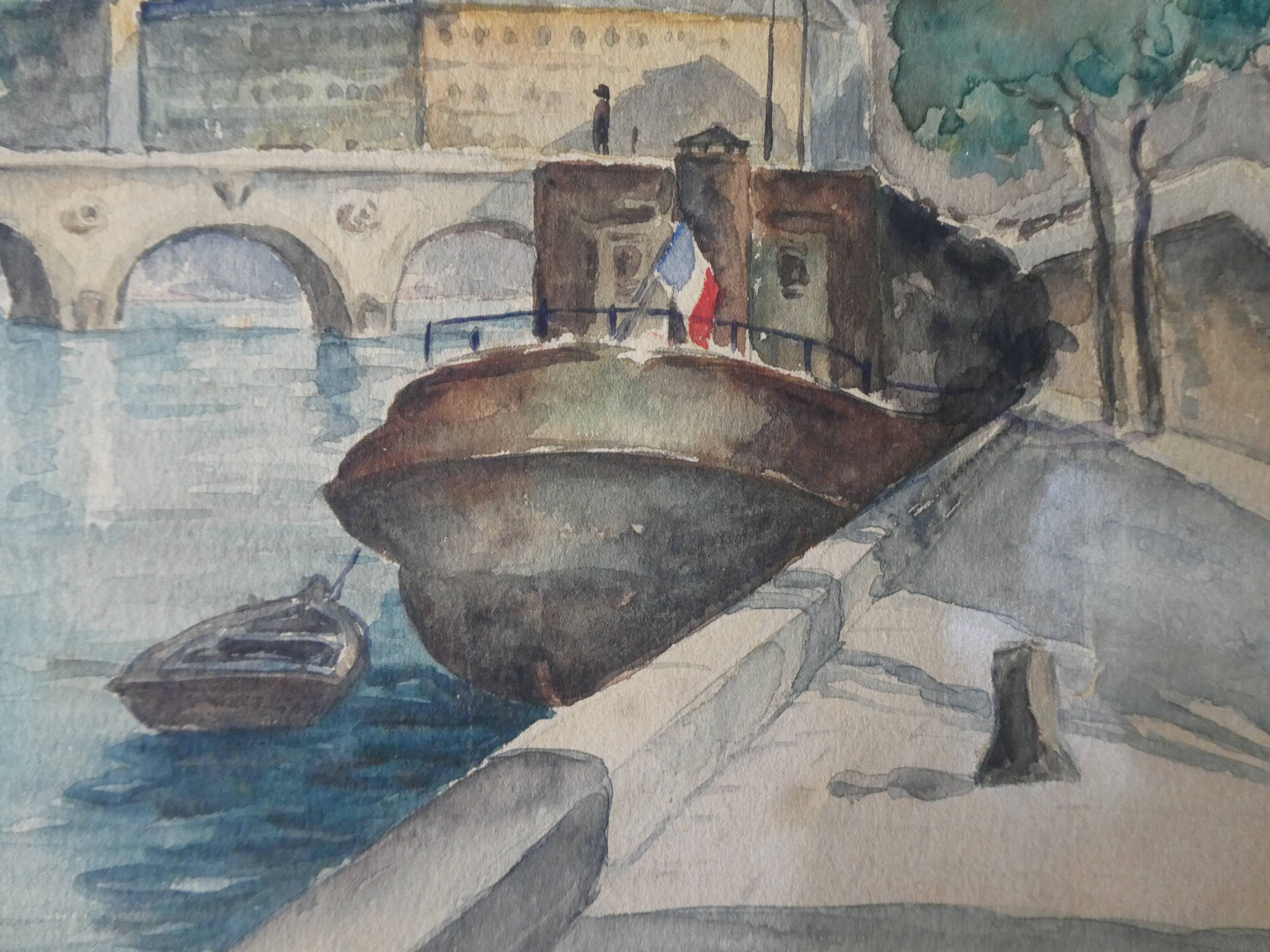 Tableau du pont Saint Michel à Paris, 1950