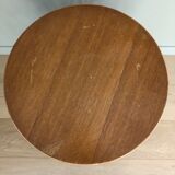 Vintage wooden and rattan side table