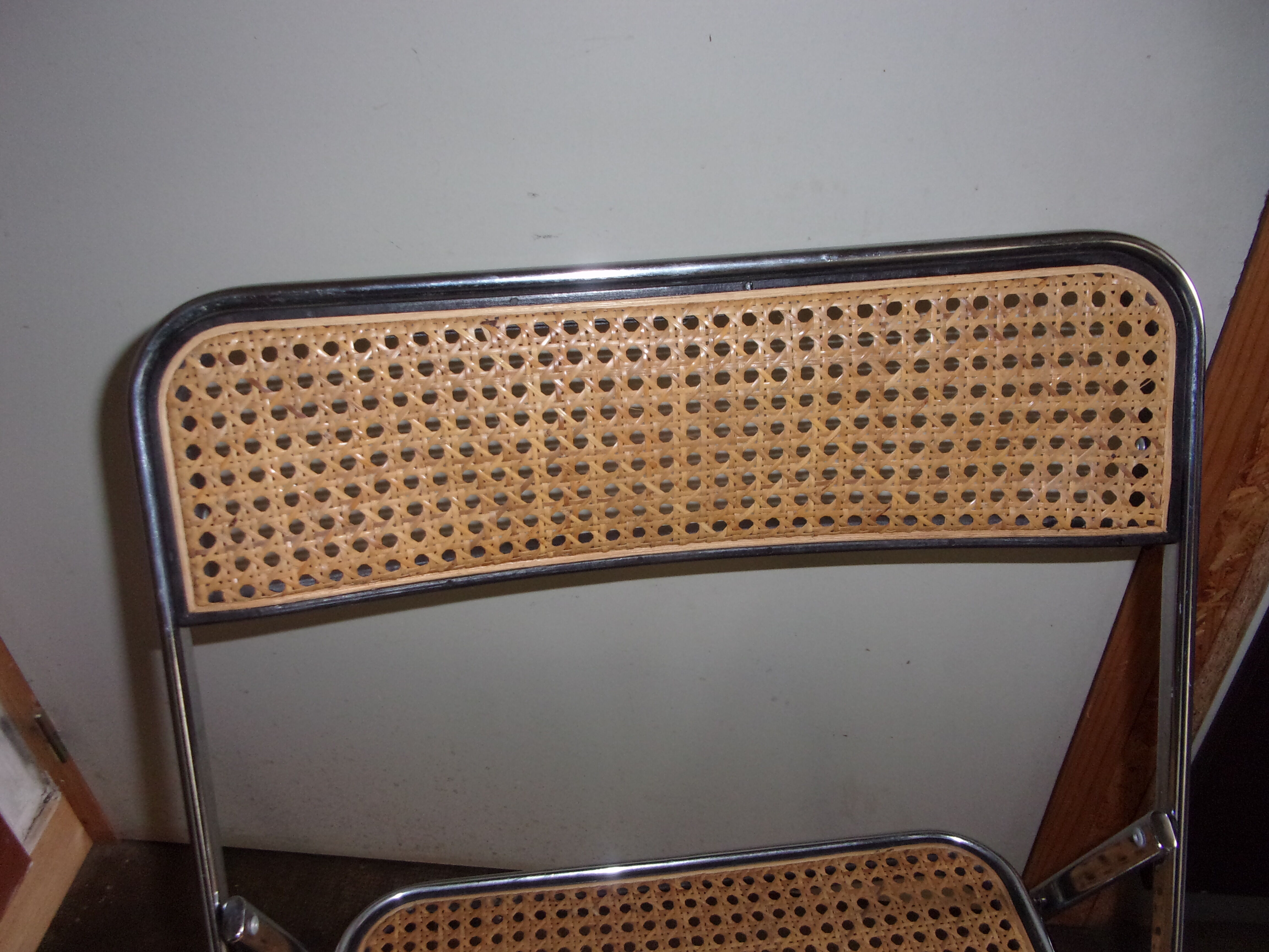 Chrome cane folding chairs 1970