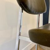 Chrome aluminum chair and khaki green skai