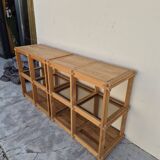 Pair of vintage pine bookcases and shelves, Maison Regain style, 1970s design