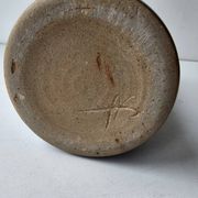 Blue ceramic vase with roller signed AB (signature to be identified)
