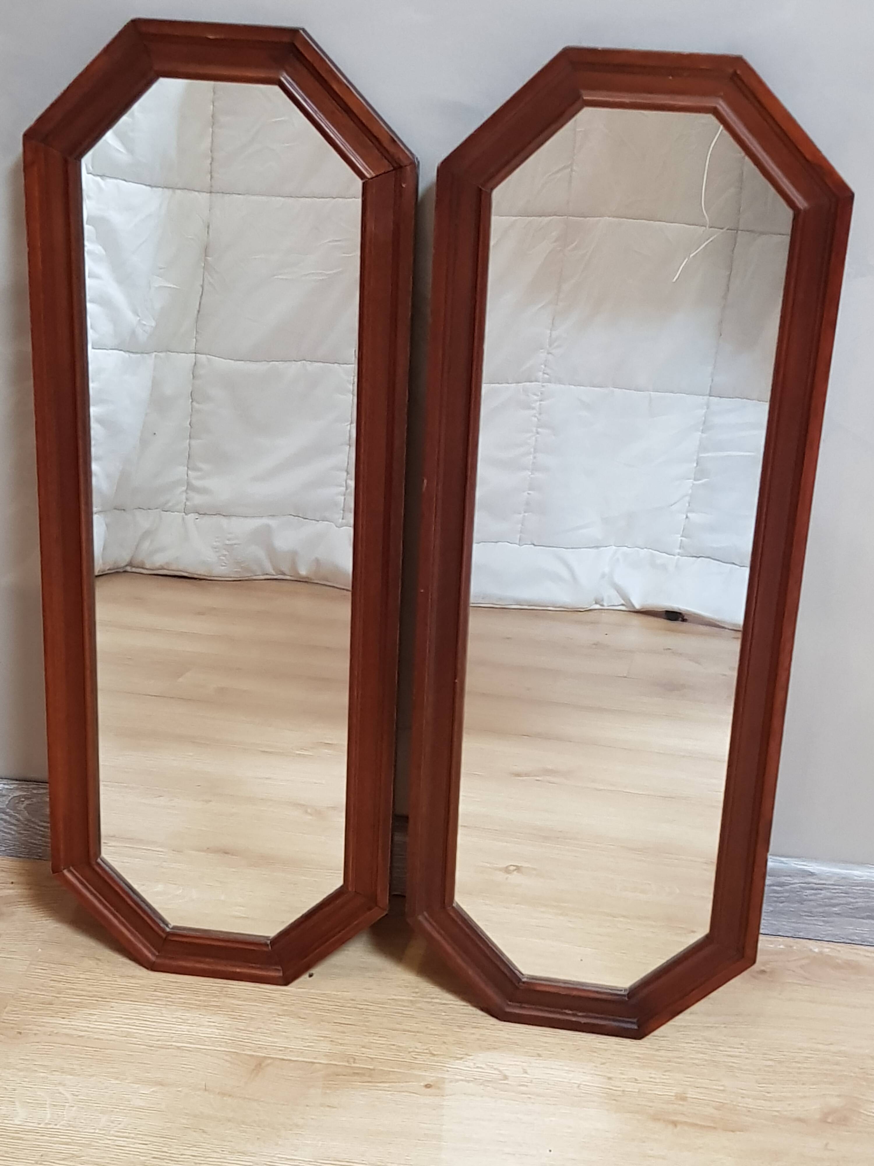 Pair of rectangular mirror wood frame 79x29cm