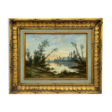 Oil on cardboard riveting nineteenth eugene labitte