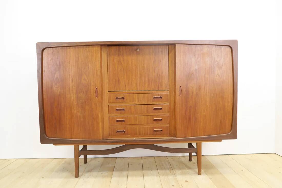Teak highboard with doors and drawers, 1960s