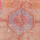 4x7 Vintage Pale Red Geometric Turkish Rug, 117x228Cm