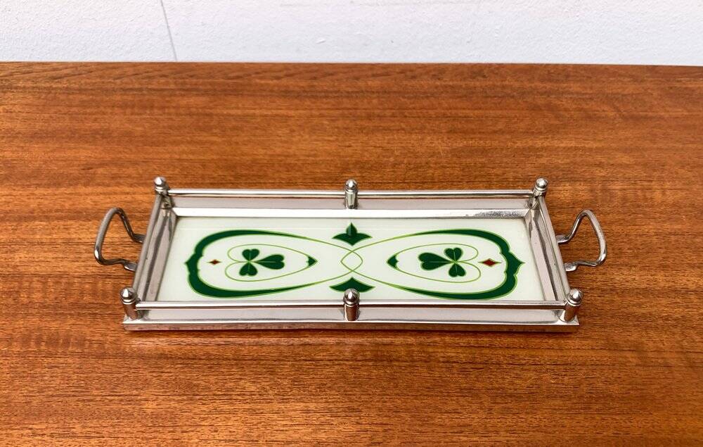 Metal and glass plateau Art Deco / Art Nouveau