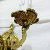 Pair of 2-light bronze wall lights, St. Louis XV