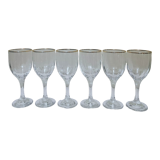 6 15cl stemmed glasses with gilding around the perimeter