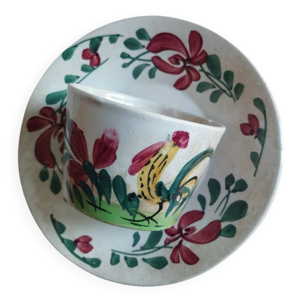 Tasse et sous-tasse Creil & Montereau « Coq »