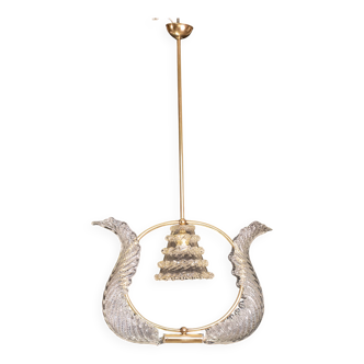 Elegant Art Decò Barovier and Toso Chandelier, 1940s