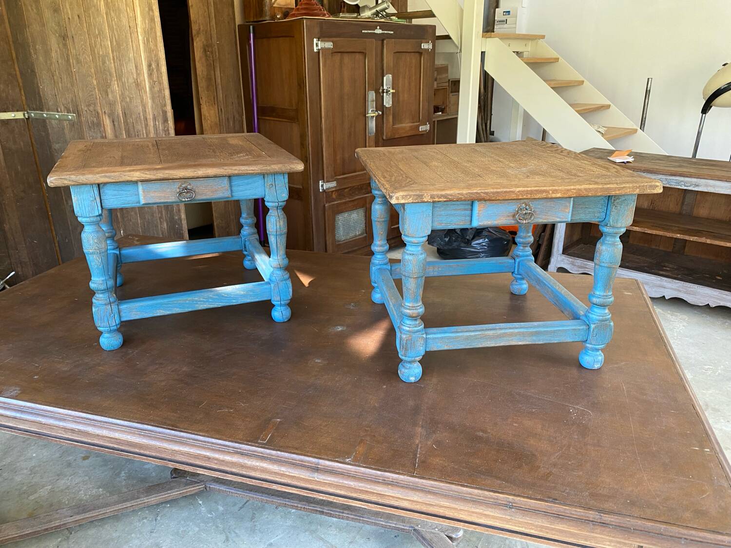Pair of Oak farmhouse coffee tables