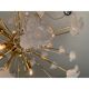 WHITE FLOWERS MURANO GLASS SPUTNIK OVAL GOLD CHANDELIER