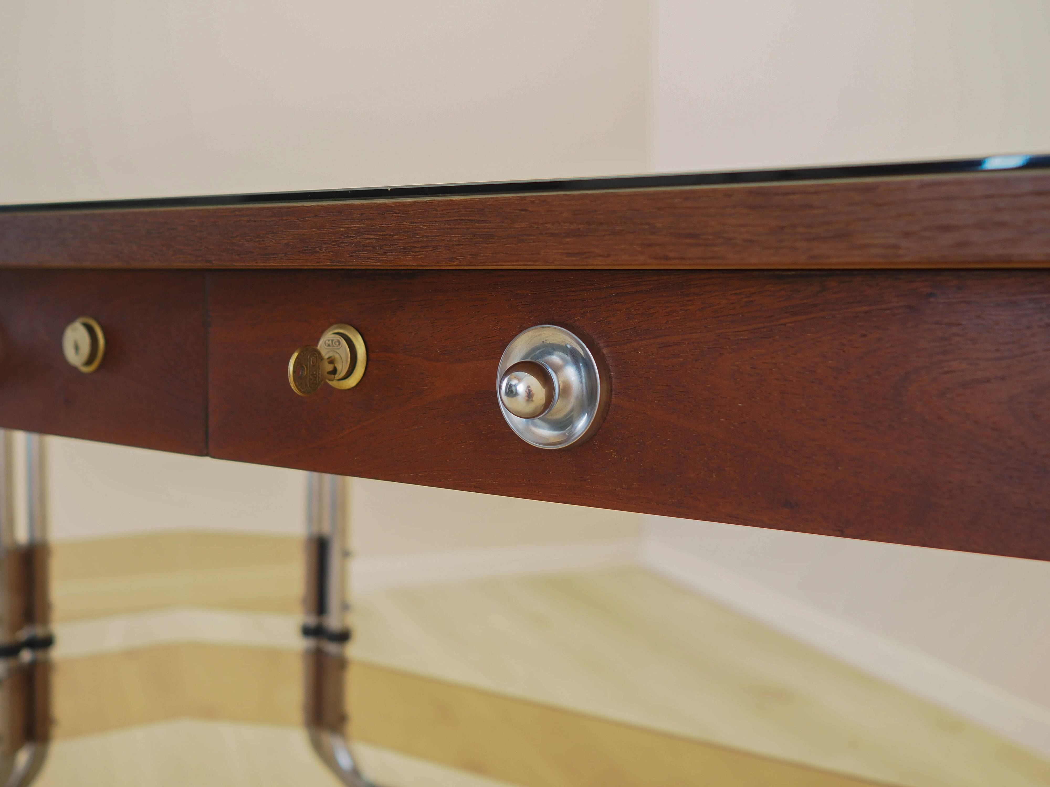 Mahogany desk, Italian design, 1980s, made in Italy