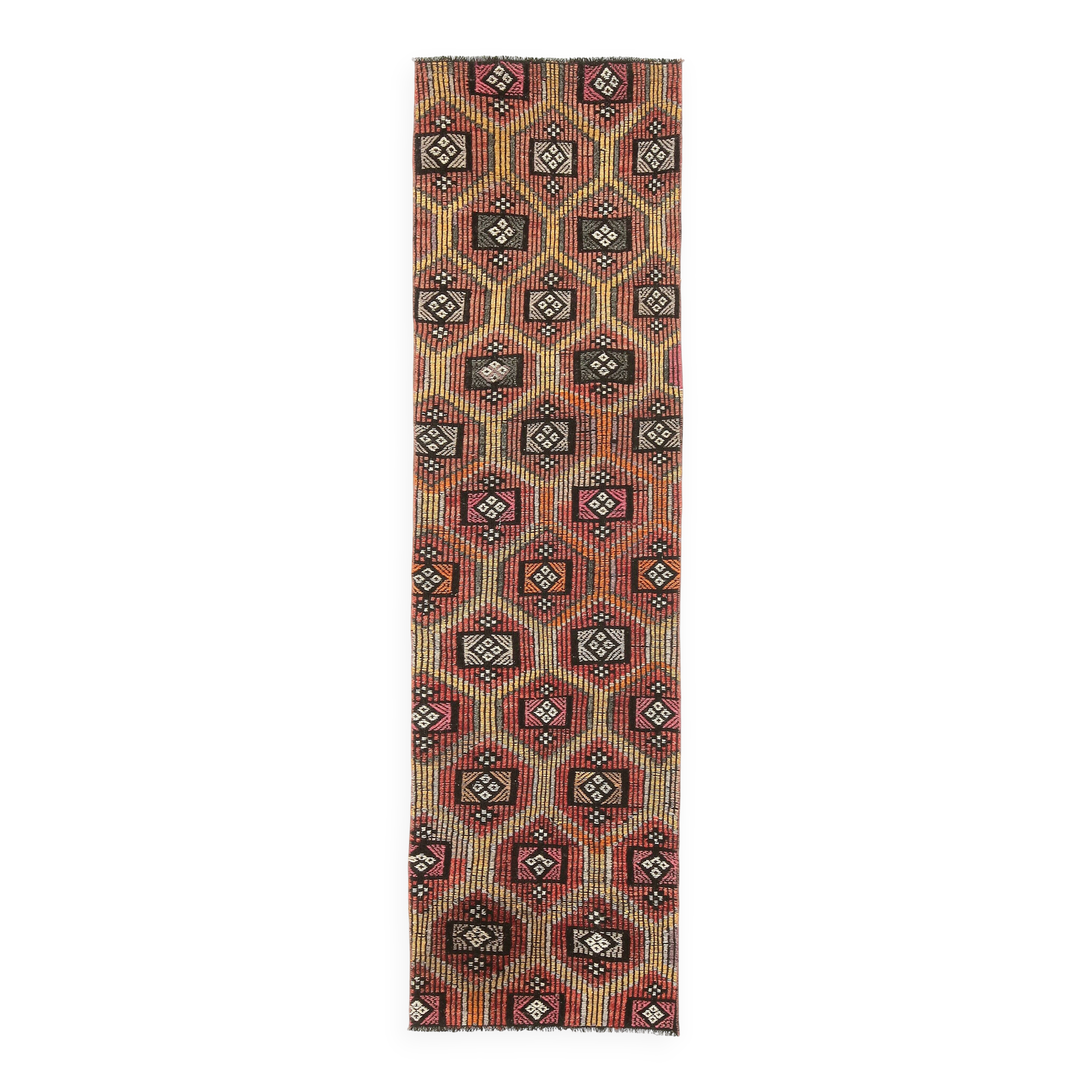 2x7 kilim handmade vintage distressed kilim runner, 61x214 cm