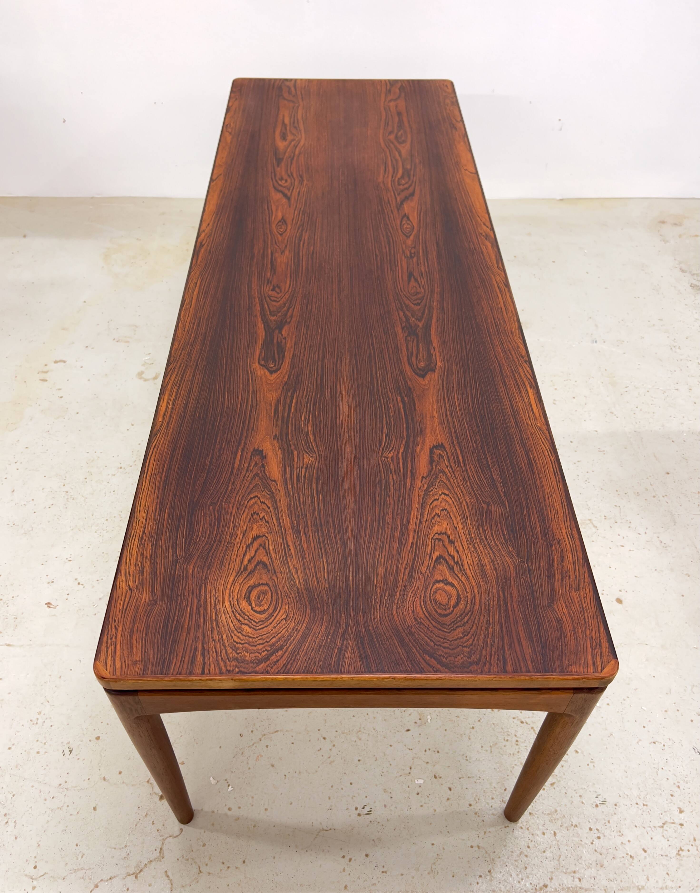 Danish long rosewood coffee table