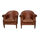 Vintage Dutch Leather Club Chairs in Cognac, Set of 2