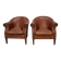 Vintage Dutch Leather Club Chairs in Cognac, Set of 2