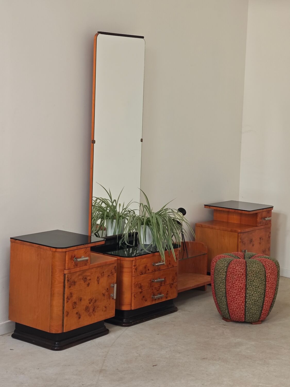 Stool, footrest, tulip pouf Jindrich Halabala Cesky Nabytek