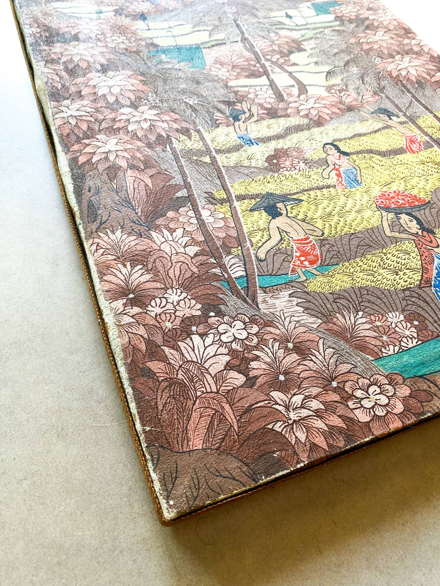 Ancient Balinese Tableau Rice Harvest Scene Batuan Style