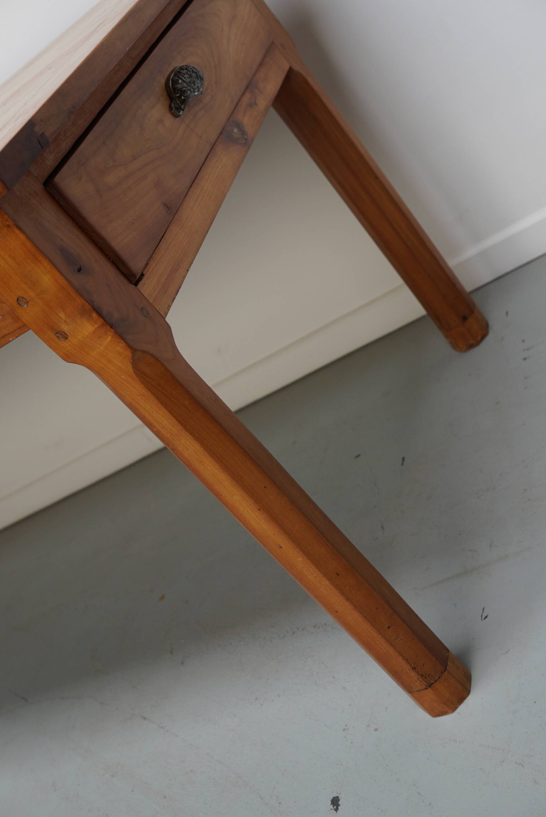 Antique Cherry French Farmhouse Dining Table, 19th Century