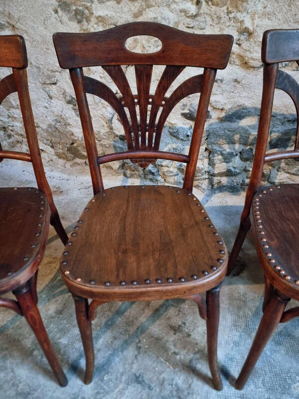 Ensemble de 4 chaises bistrot françaises anciennes Thonet – vers 1920