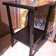 Art Deco style side table, console table on wheels, black varnished wood, 1940