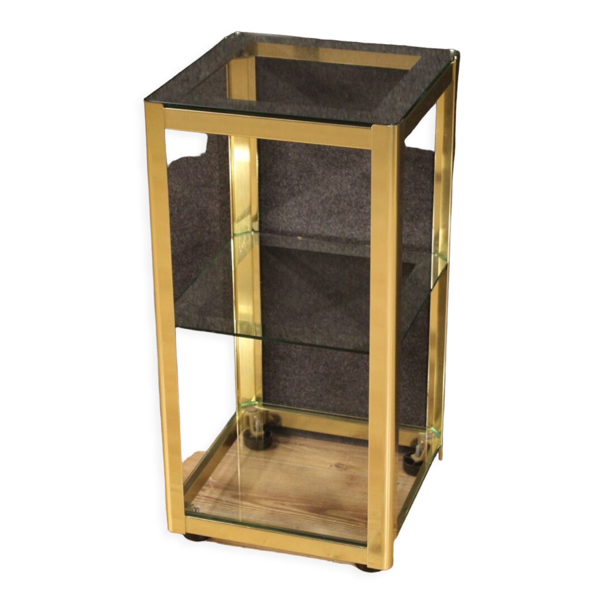 Design coffee table in golden metal from the 80s