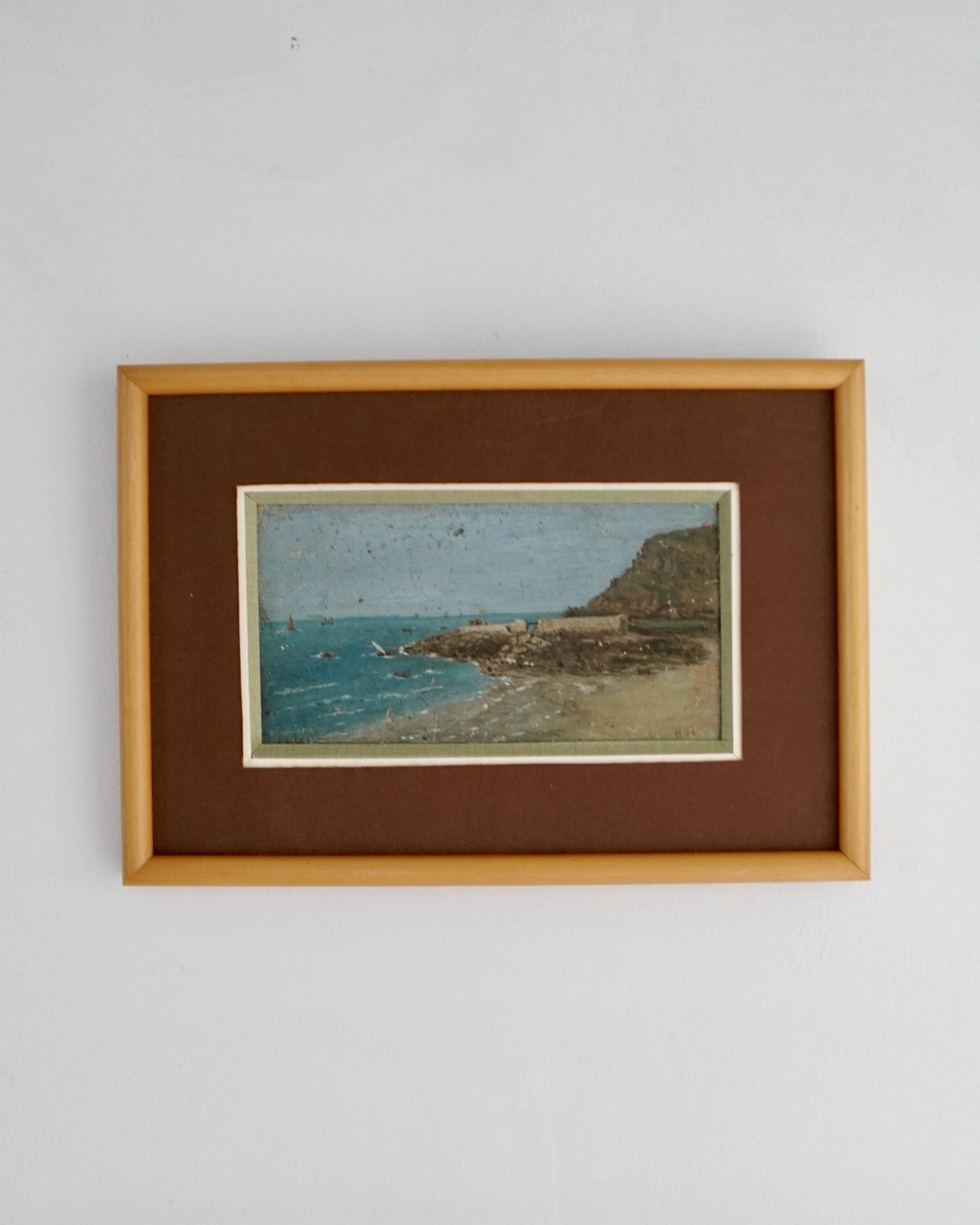 Oil painting of a beach - signed Eugène HUC (1891-1979) - early 20th century