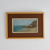 Oil painting of a beach - signed Eugène HUC (1891-1979) - early 20th century
