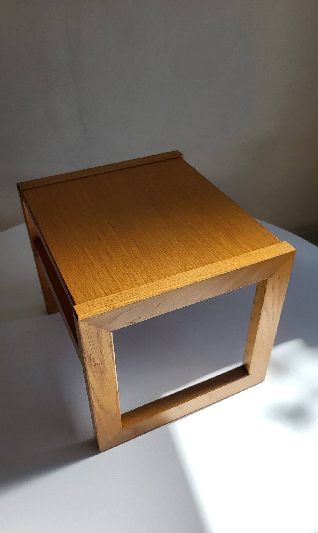 Modernist solid oak nesting table 1970