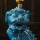 Lampe de table Foo Dog Vintage, céramique turquoise
