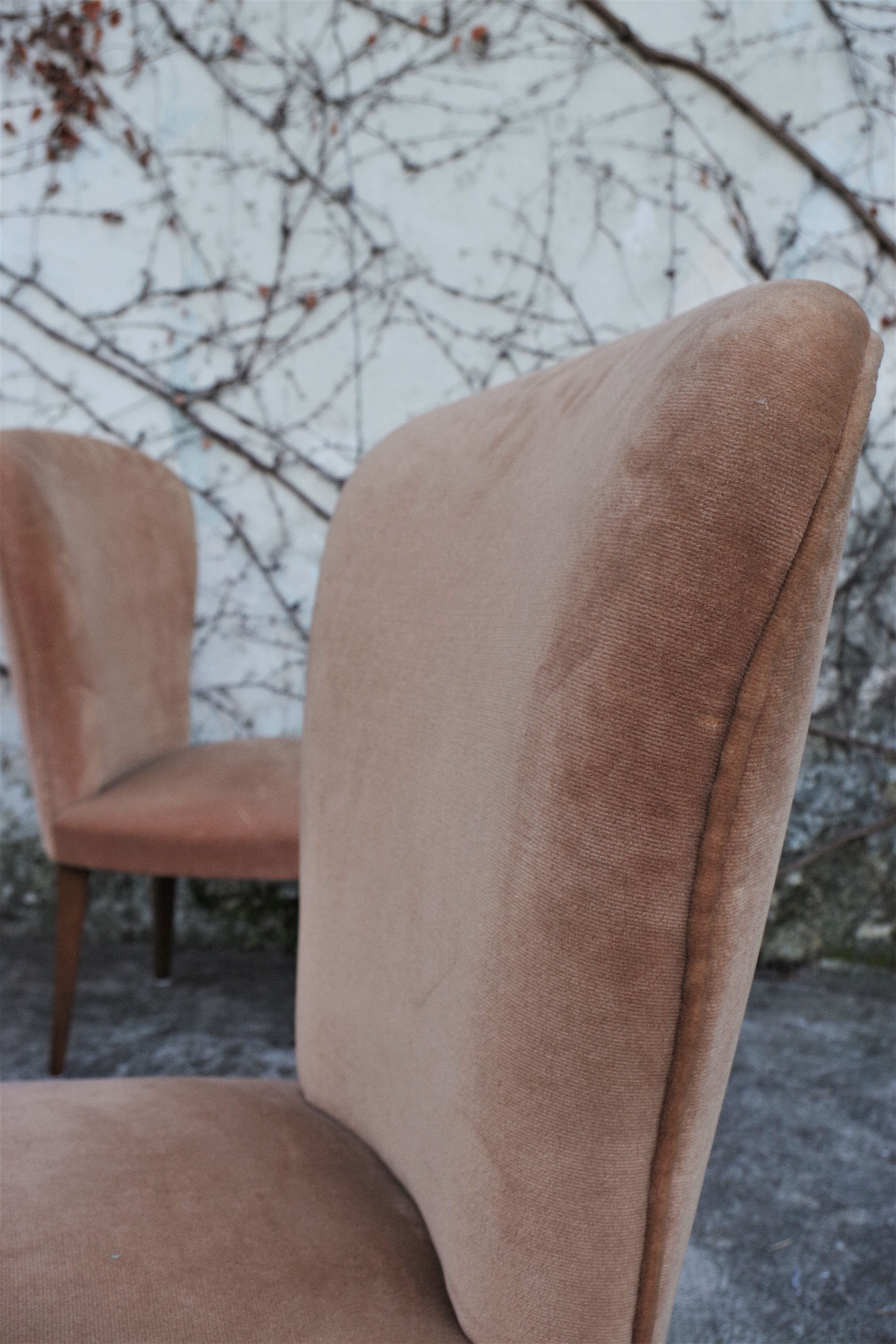 Velvet armchairs, 1950s, set of 2