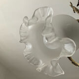 Ancien lustre cage en bronze et 4 feux tulipe