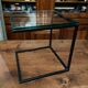 Coffee table end of sofa harness design 1970 metal and glass marked pierre chevalier
