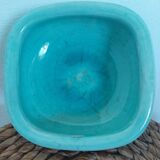 Art deco bowl signed Keramos in turquoise cracked ceramic