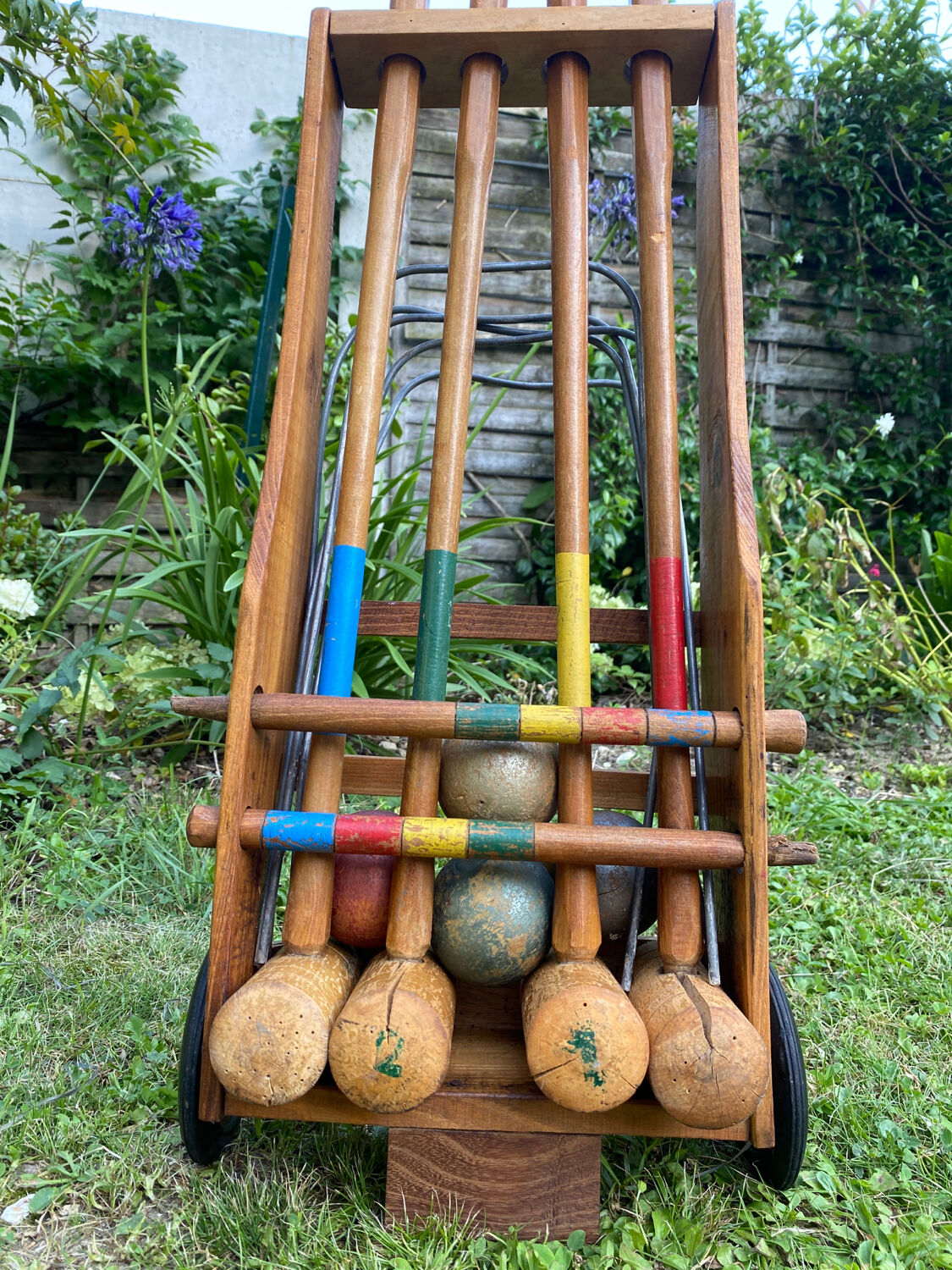 Old wooden croquet set
