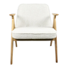 Pearl Boucle & Oak Armchair by Józef Chierowski, 1970s