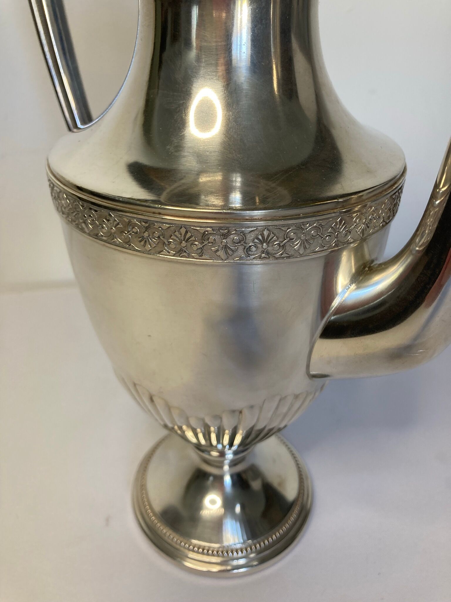 Antique silver-plated metal baluster jug from the early 20th century, VMF
