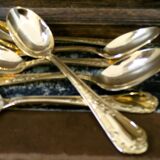 Set of 6 vintage gold-plated tea spoons in the French Louis style