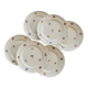 6 vintage ivory earthenware dessert plates – Small flower decoration