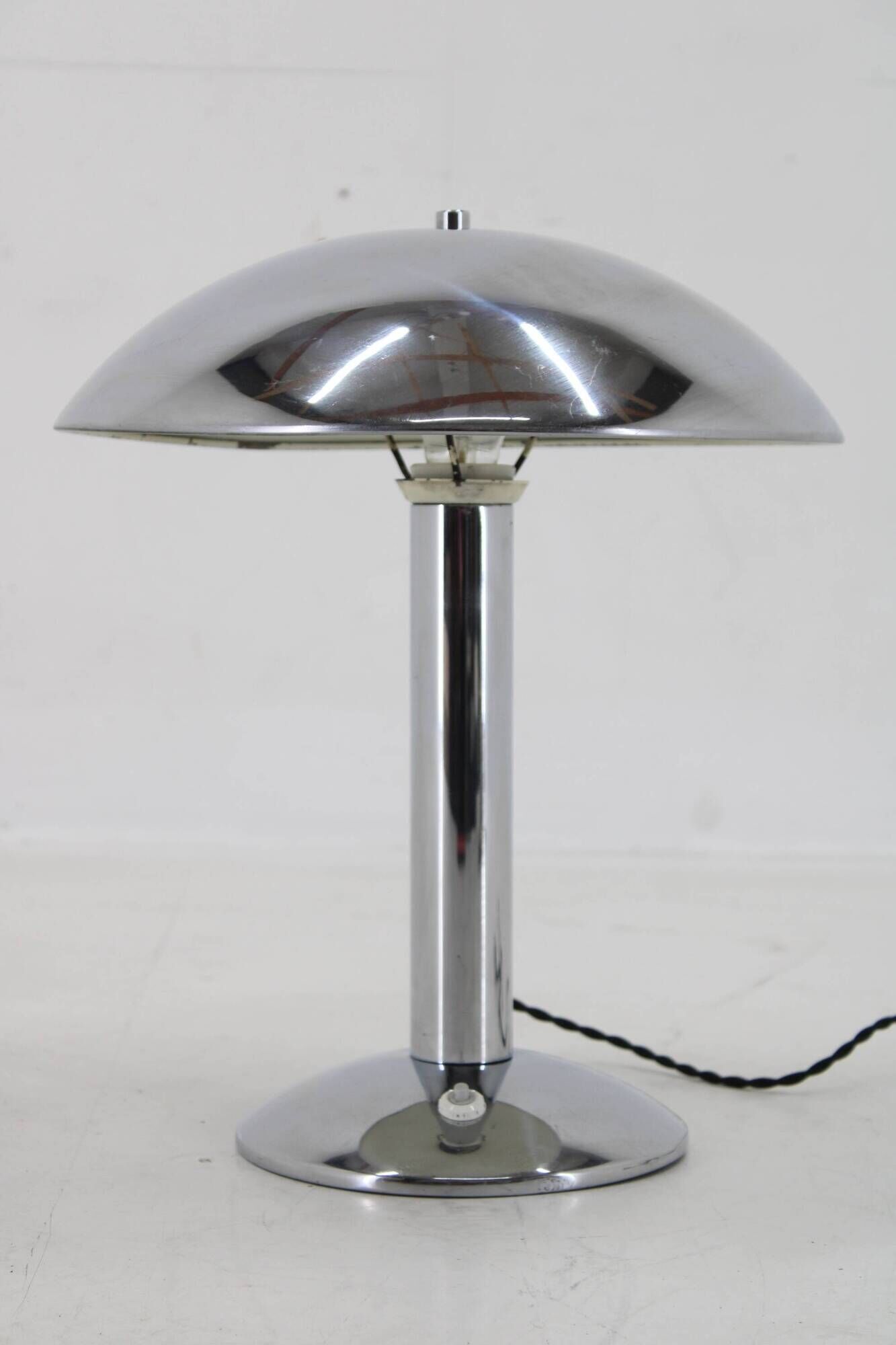 1930s Art Deco Chrome Plated Table Lamp , zechoslovakia