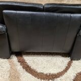 Sofa 2 places black leather year 70'-80' vintage