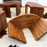Modular "nuclear" bench + 5-piece coffee table 1940s